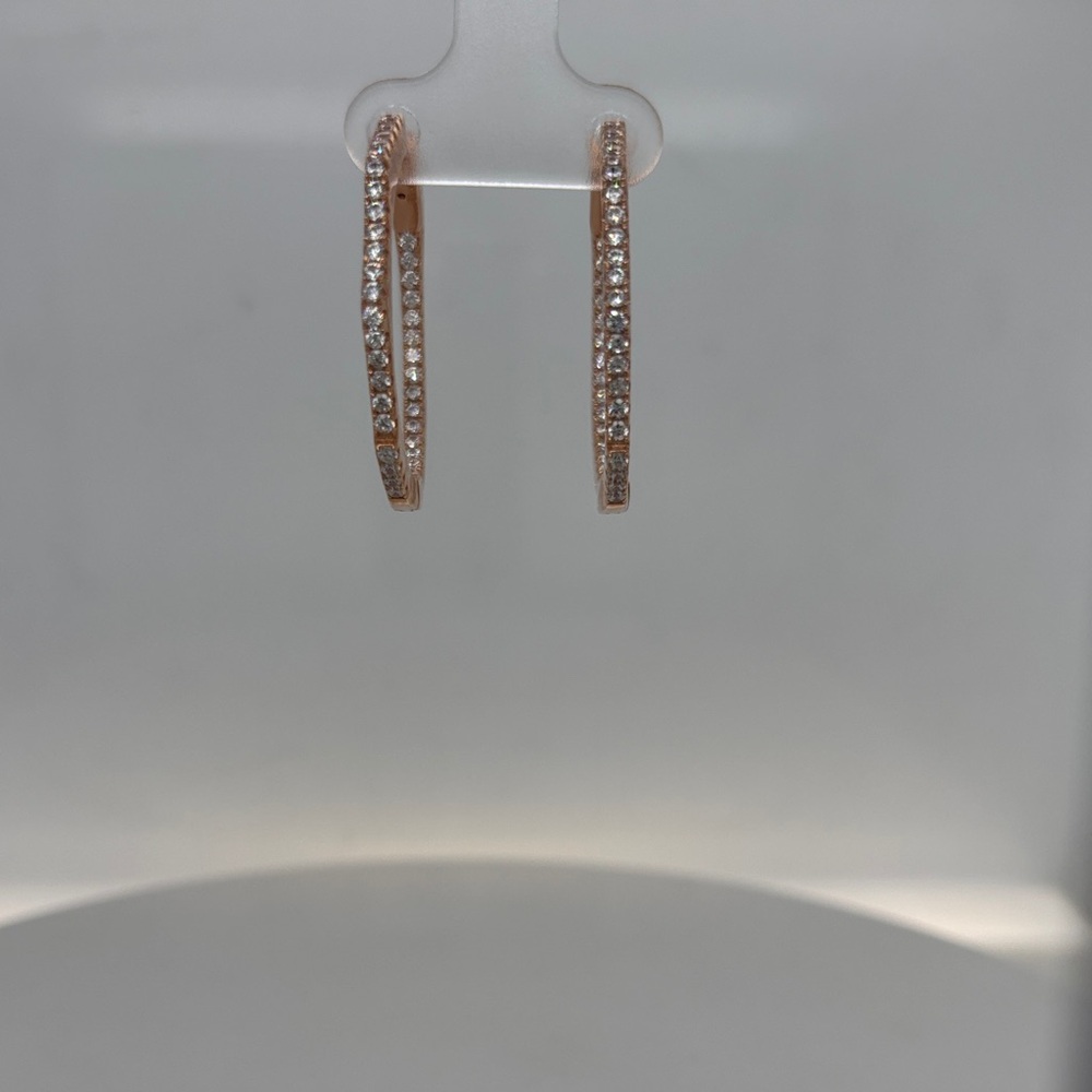 Pavé Rose Gold Hoop Earrings with Crystal Accents